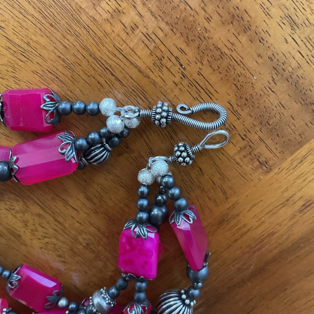 Vintage Lab Ruby Three Strand Statement Necklace - image 6